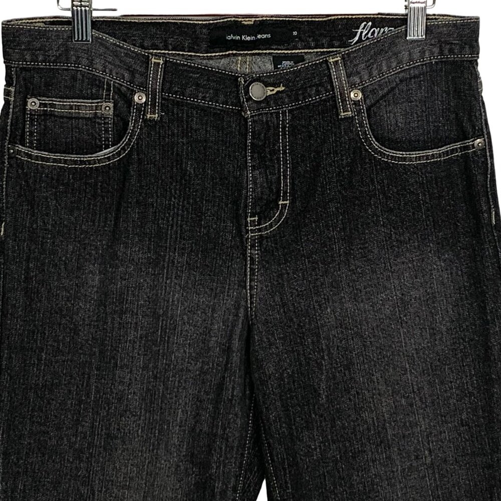 Calvin Klein Y2K Black Wash Retro Flare Boot Cut 10 Jeans High Rise Pockets - Picture 4 of 9